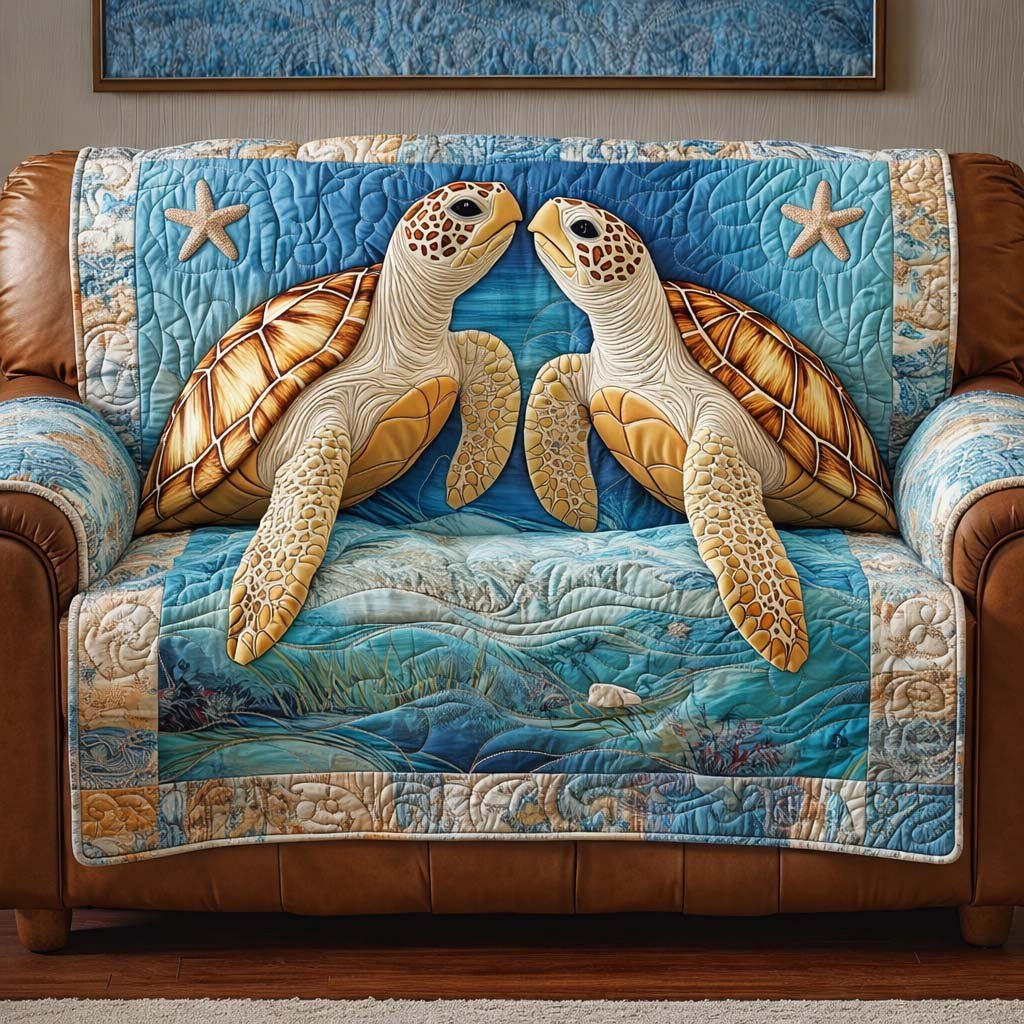 Turtles Gliding Over the Open Sea Sofa Cover