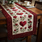 Red Heart with Rose Border Table Runner