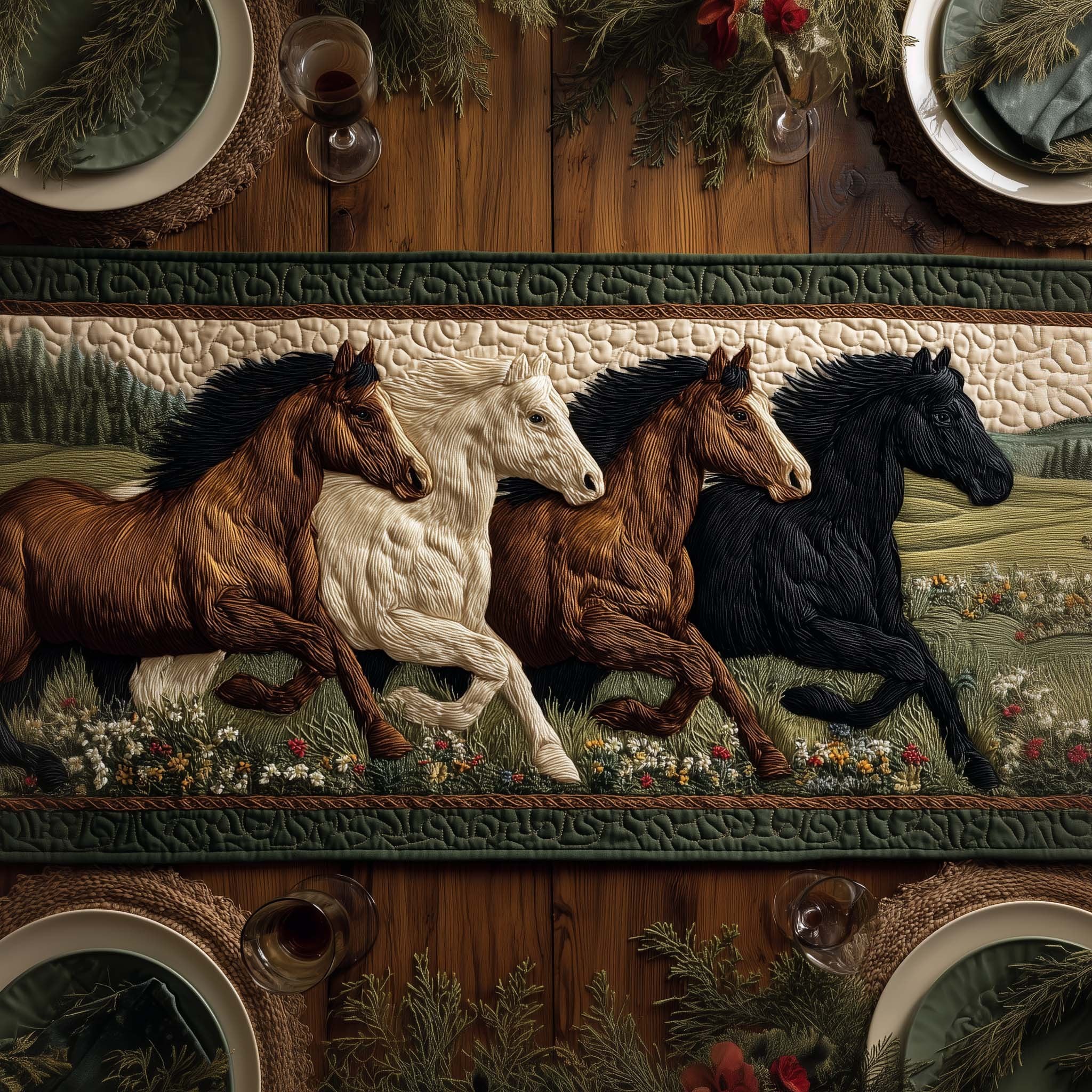 Horse Parade Table Runner