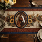 White Horse Oval with Sunflowers Table Runner