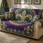 Fleur de Lis Medallion in Purple Sofa Cover