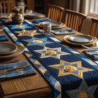 Gold Stars on Navy Panel Table Runner
