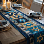 Star Blocks in Blue and Gold Table Runner