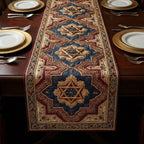 Star Medallion on Burgundy Carpet Table Runner