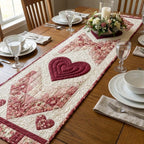 Single Pink Heart on Stripes Table Runner