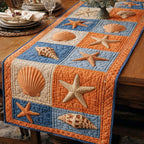 Shells and Starfish on Orange Table Runner
