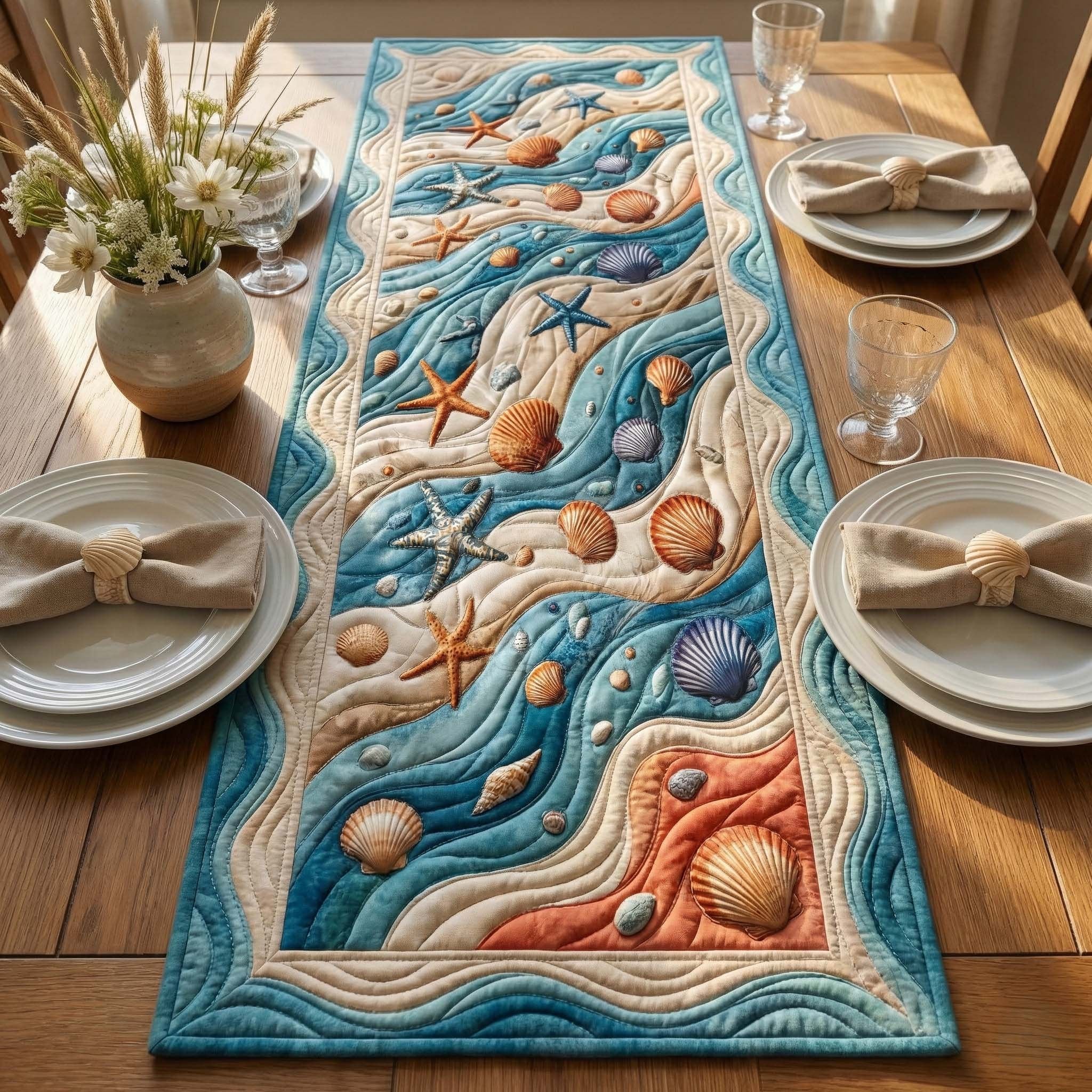 Wavy Seashell Table Runner