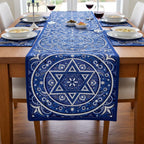 Star of David Mandala on Blue Table Runner