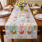 Three Bunnies with Egg Baskets Table Runner