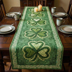 Two Shamrocks on Sage Panel Table Runner