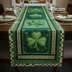 Shamrock with Checkered Border Table Runner