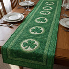 Shamrock Circles on Green Panel Table Runner