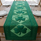 Shamrock Diamonds on Green Check Table Runner