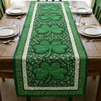 Green Shamrocks on Cream Center Table Runner
