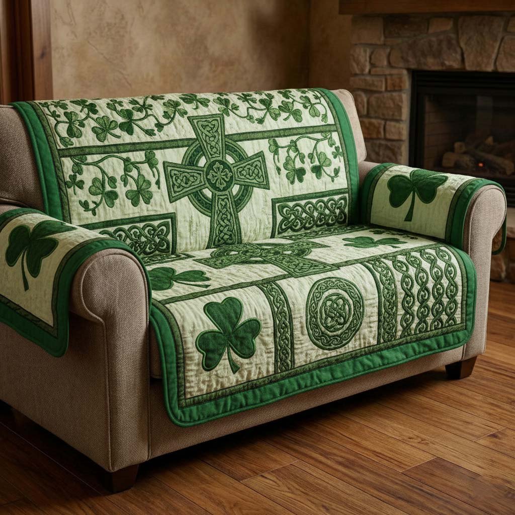 Celtic Crosses and Clover Squares Sofa Cover