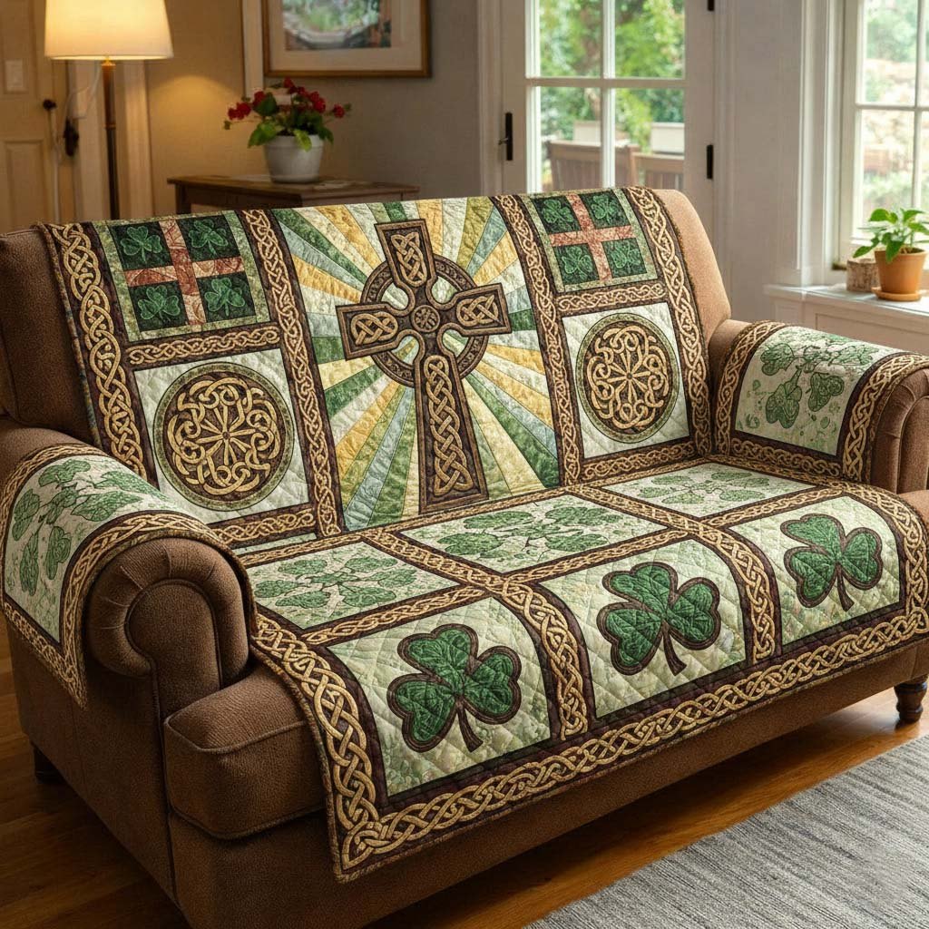 Celtic Cross in the Sage Sunburst Sofa Cover