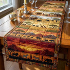 Savanna Landscape Blocks with Wildlife Table Runner
