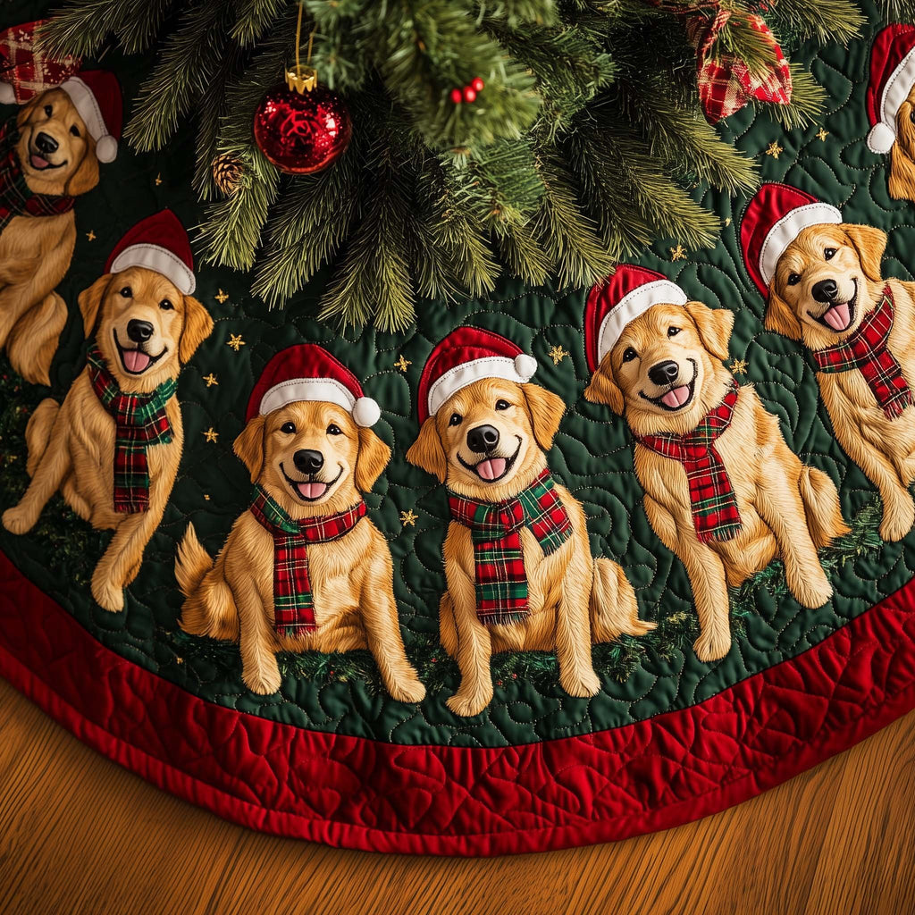 Golden Holiday Christmas Tree Skirt