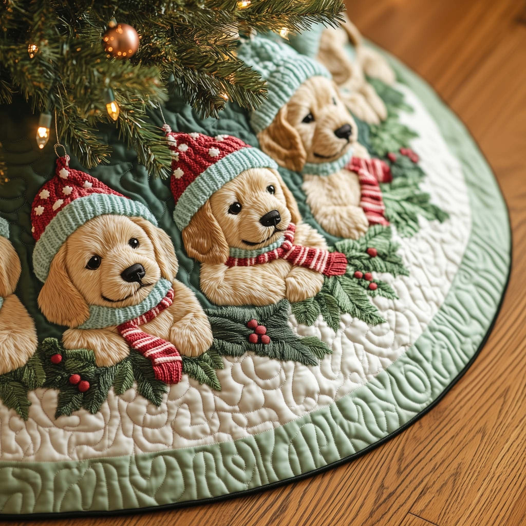 Cozy Puppy Christmas Tree Skirt