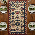 Patriotic Seals and Stars on Cream Table Runner