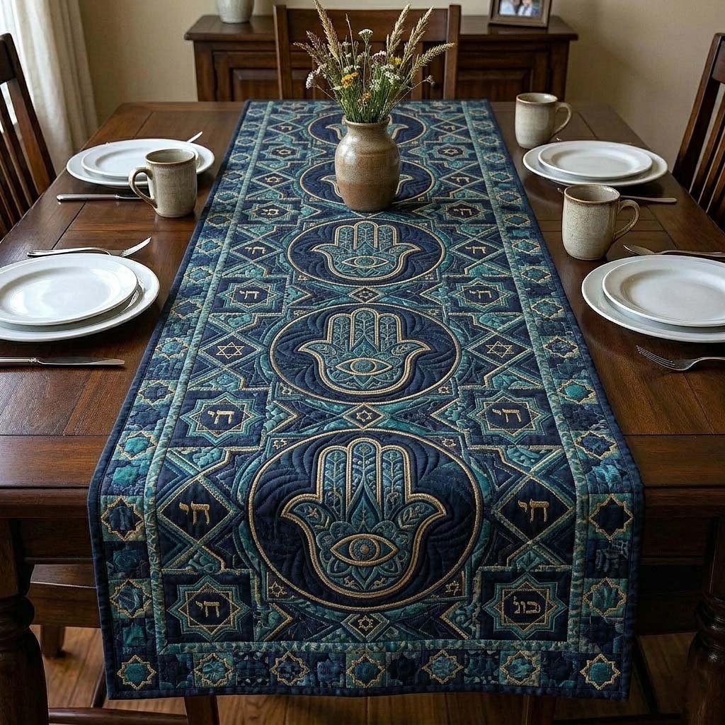 Jewish Hamsa Table Runner