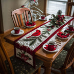 Cardinal with Pine and Berries Table Runner
