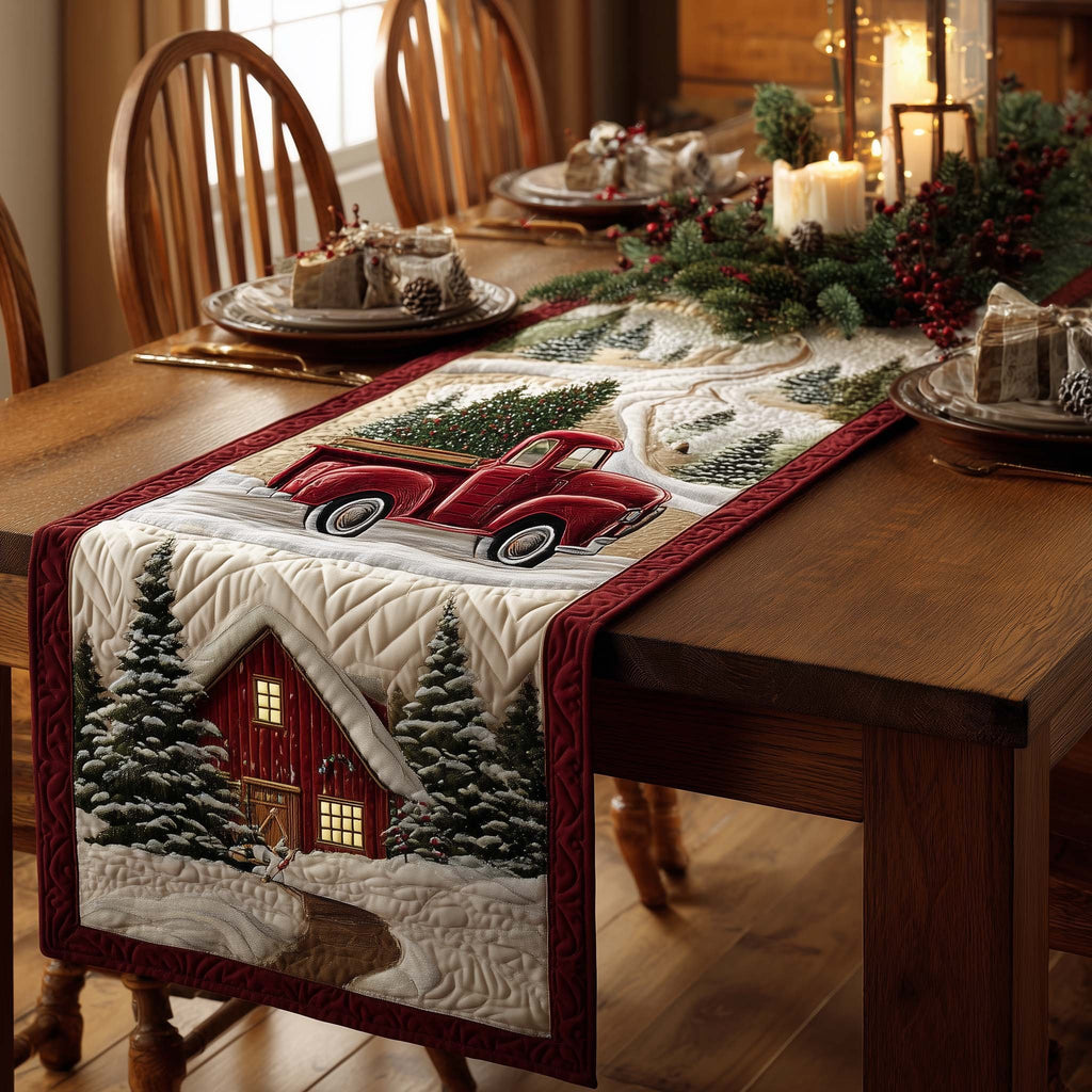 Red Truck by Winter Barn Table Runner