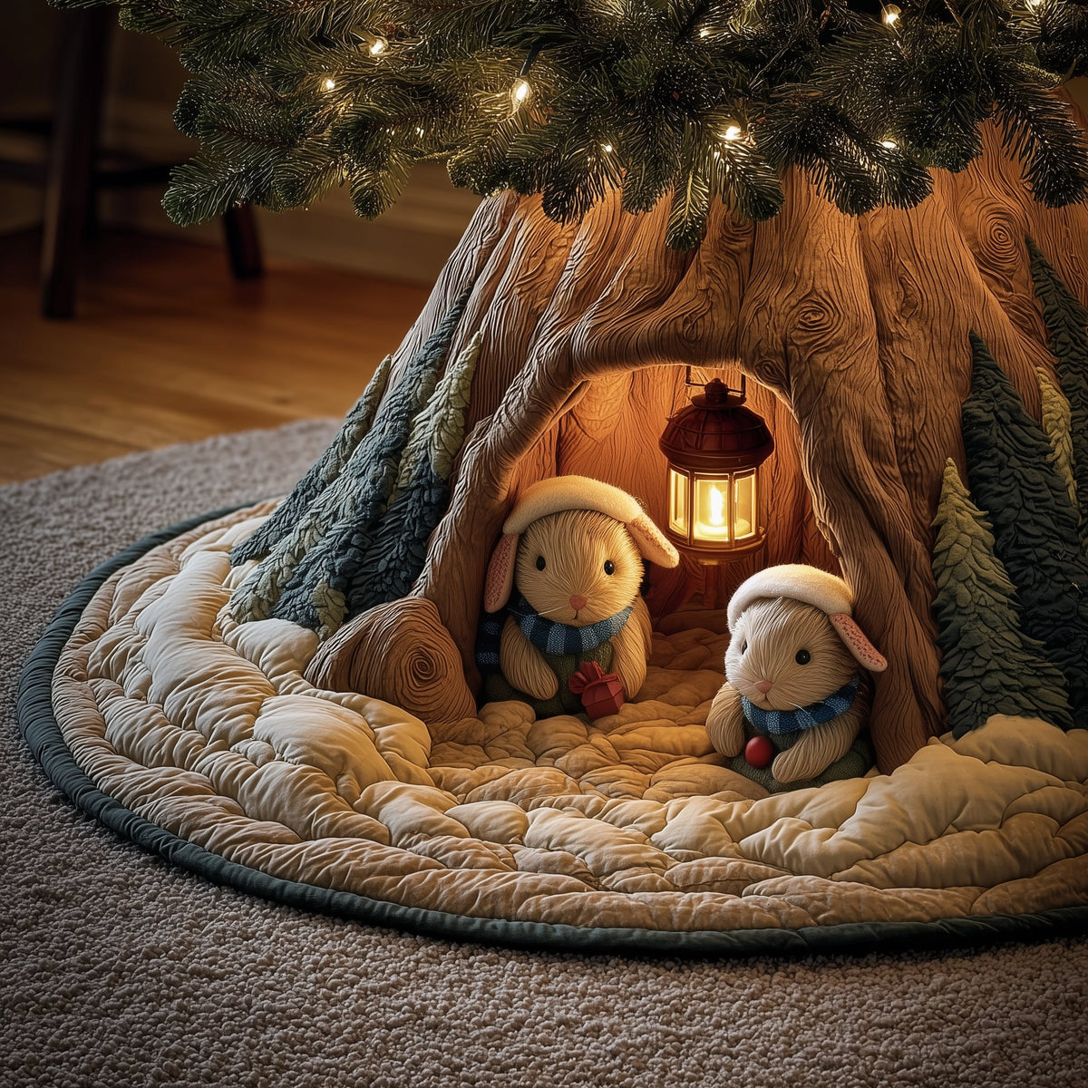 Snowy Burrow Christmas Tree Skirt