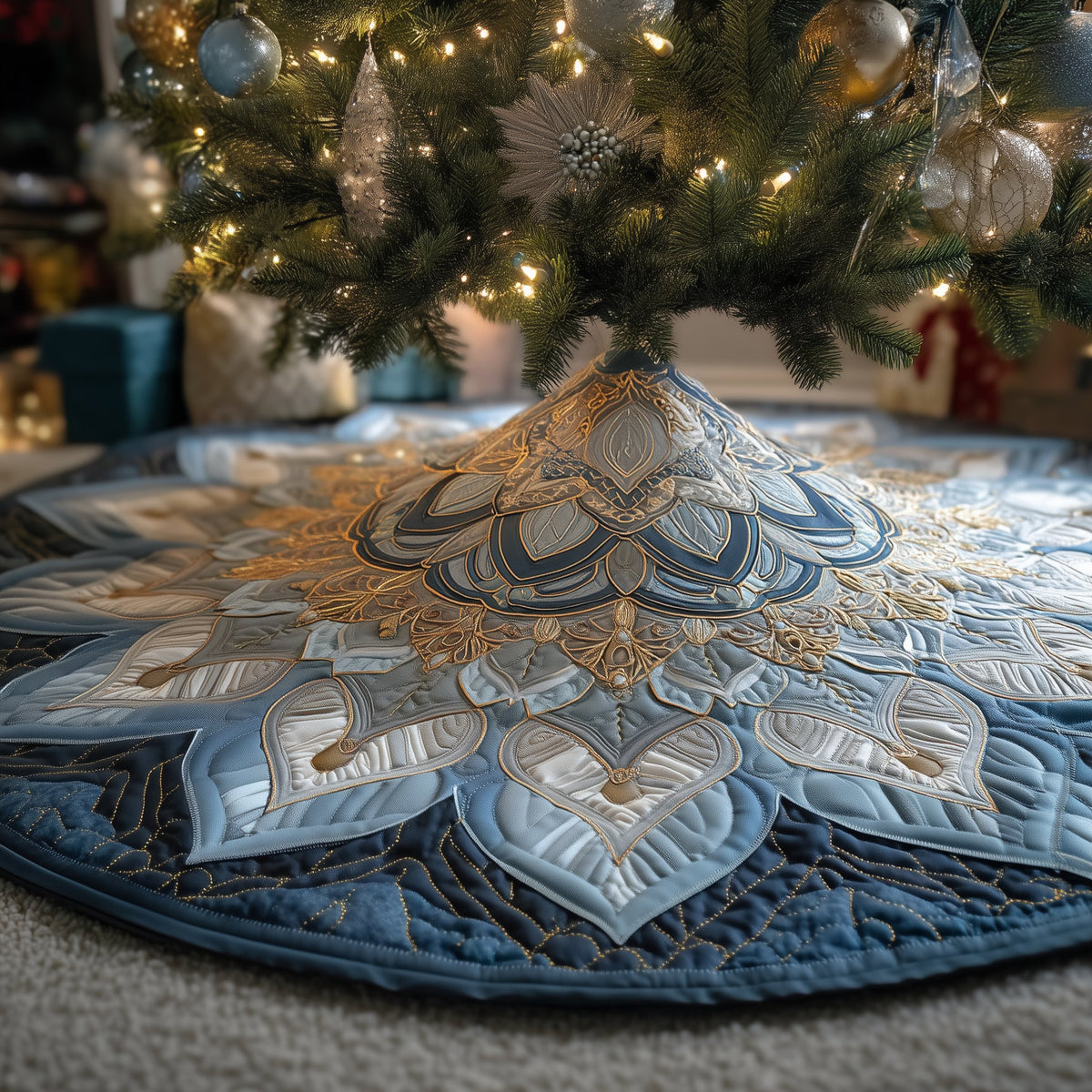 Frosted Aurora Christmas Tree Skirt