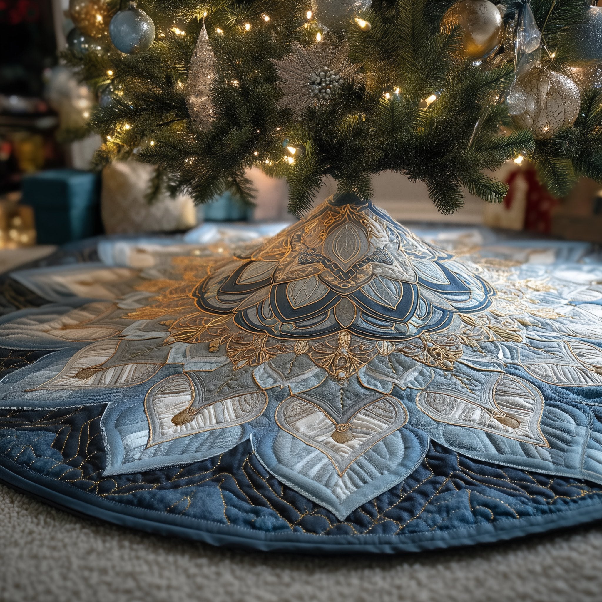 Frosted Aurora Christmas Tree Skirt
