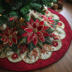 Poinsettia Blossom Christmas Tree Skirt