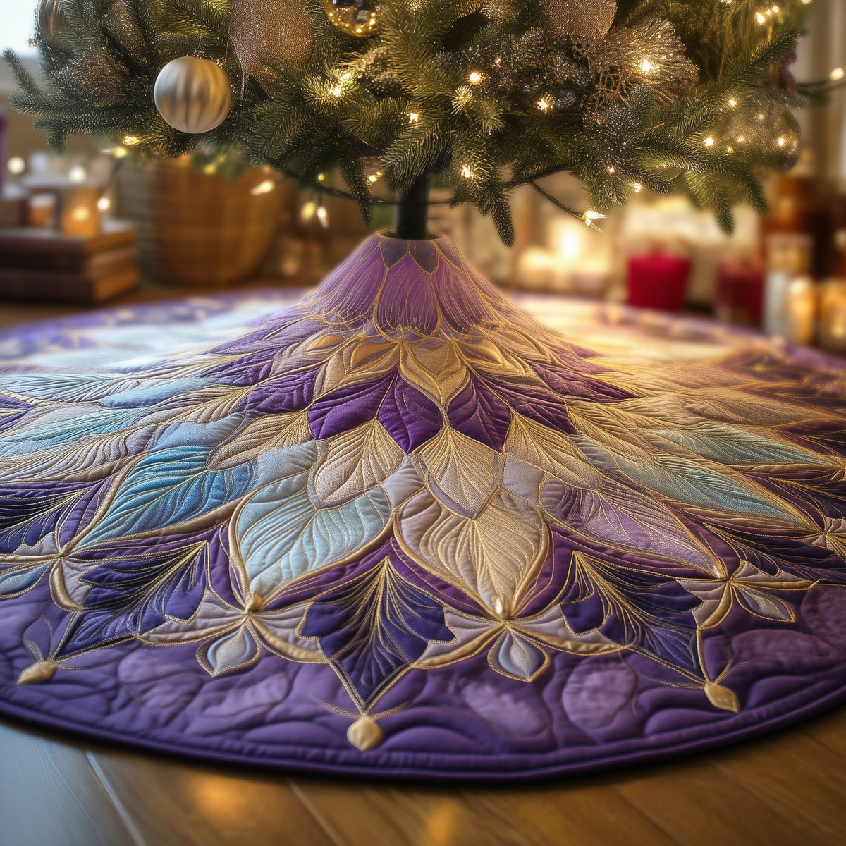 Amethyst Bloom Christmas Tree Skirt