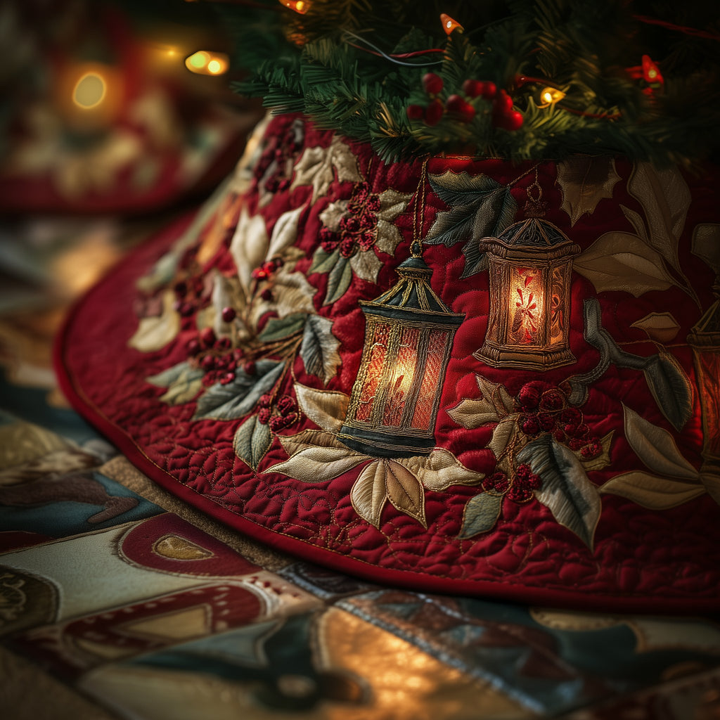 Golden Lantern Christmas Tree Skirt