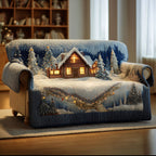 Snow Covered Cabin Among the Pines Sofa Cover