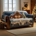 Cabin with a Lit Christmas Tree Sofa Cover