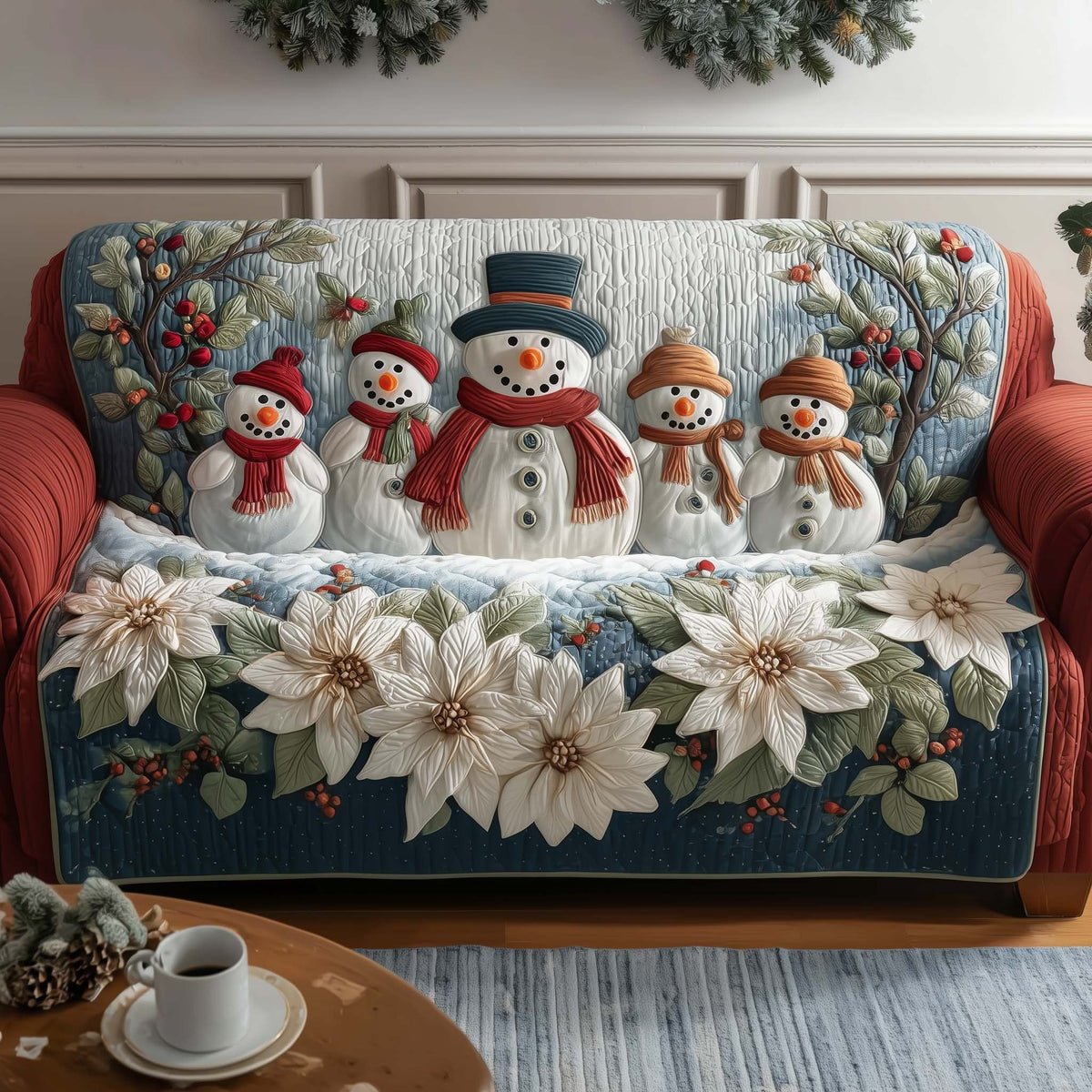 Poinsettia Burst Sofa Cover