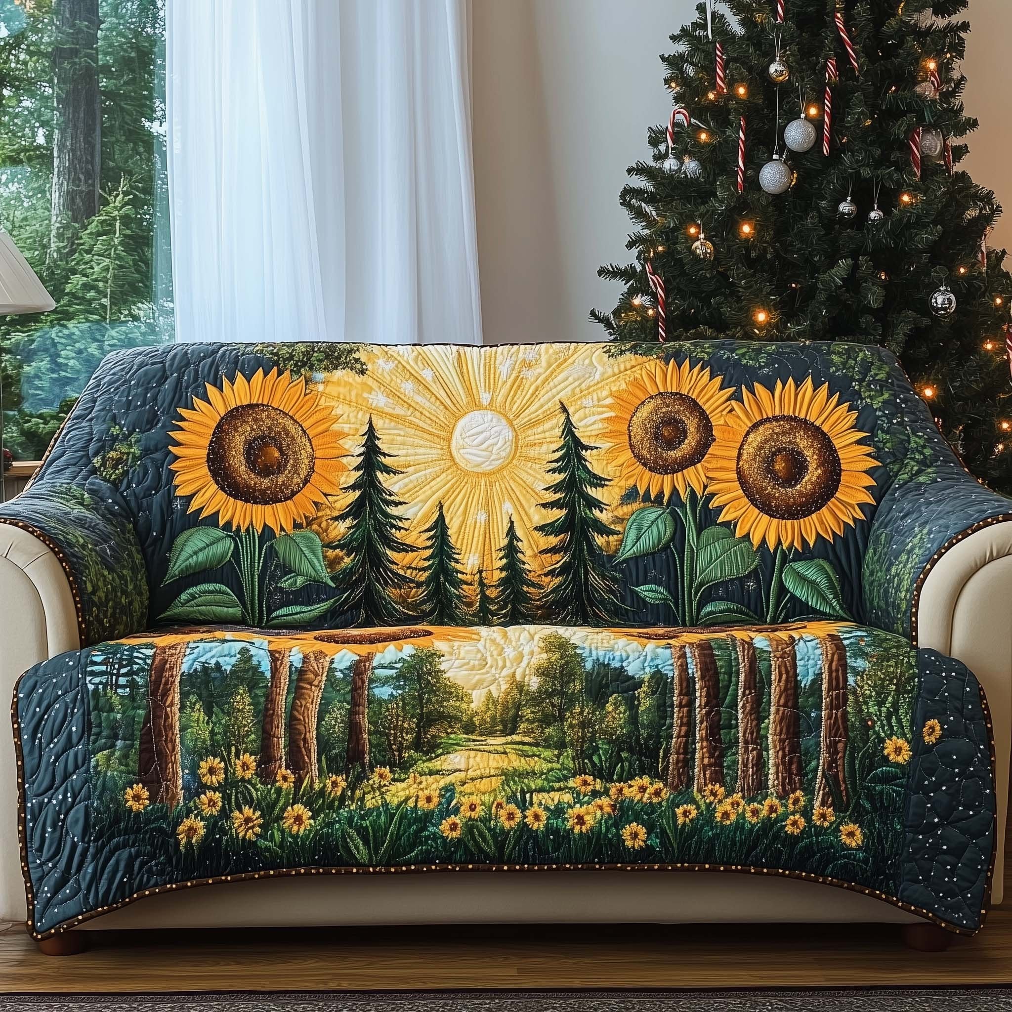 Sunflowers Between the Tall Pines Sofa Cover