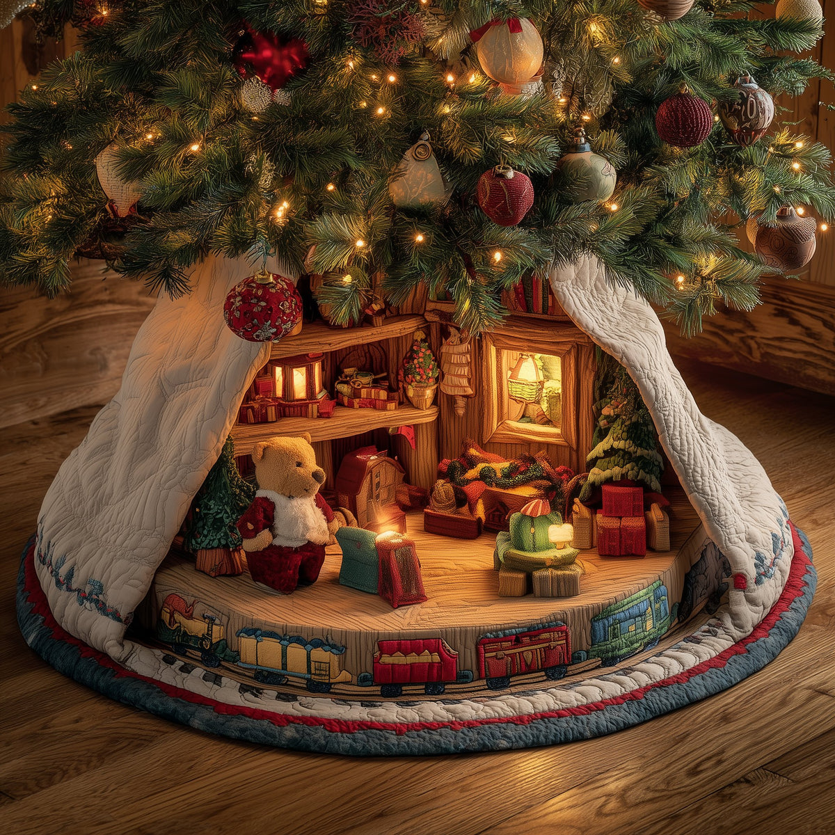Teddy Workshop Christmas Tree Skirt