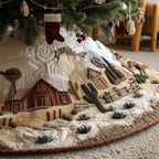Red Barn Among the Desert Cactus Christmas Tree Skirt