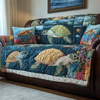 Large Sea Turtle Crossing Deep Navy Sofa Cover