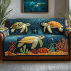 Turtles Over the Orange Coral Garden Sofa Cover