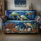 Turtles Above Shells and Coral Sofa Cover