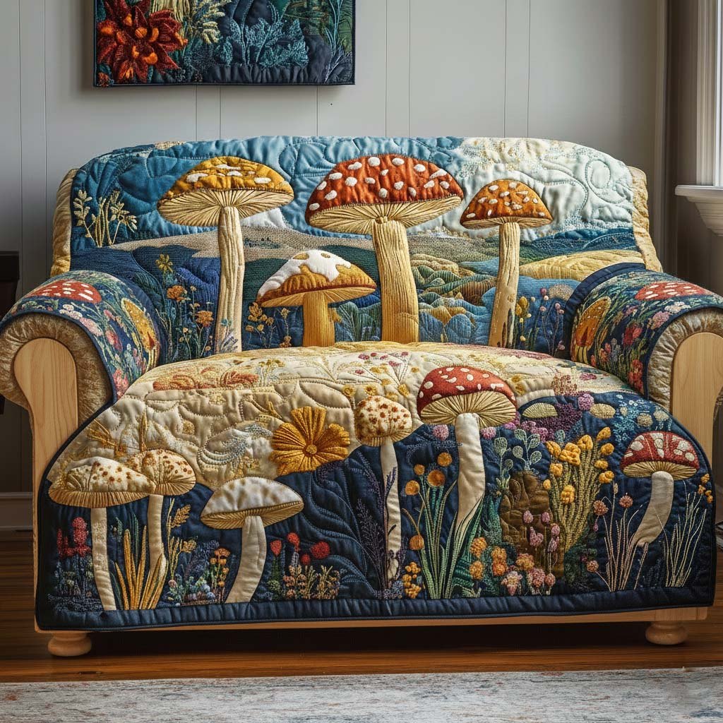 Golden Mycelium Sofa Cover