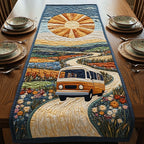 Camper Van on Winding Country Road Table Runner