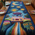 Van on Rainbow Road with Sunflowers Table Runner