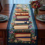 Stacked Books with Butterflies Table Runner