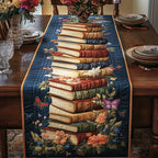 Book Tower with Autumn Flowers Table Runner