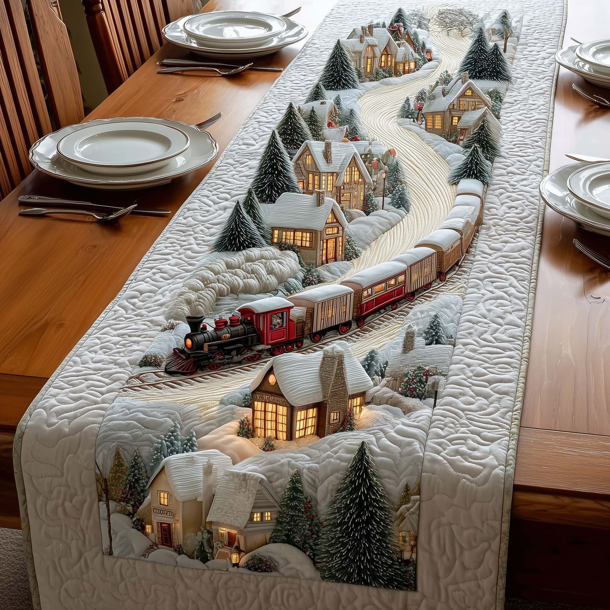 Snowy Village Table Runner