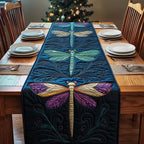Dragonflies on Dark Teal Panel Table Runner