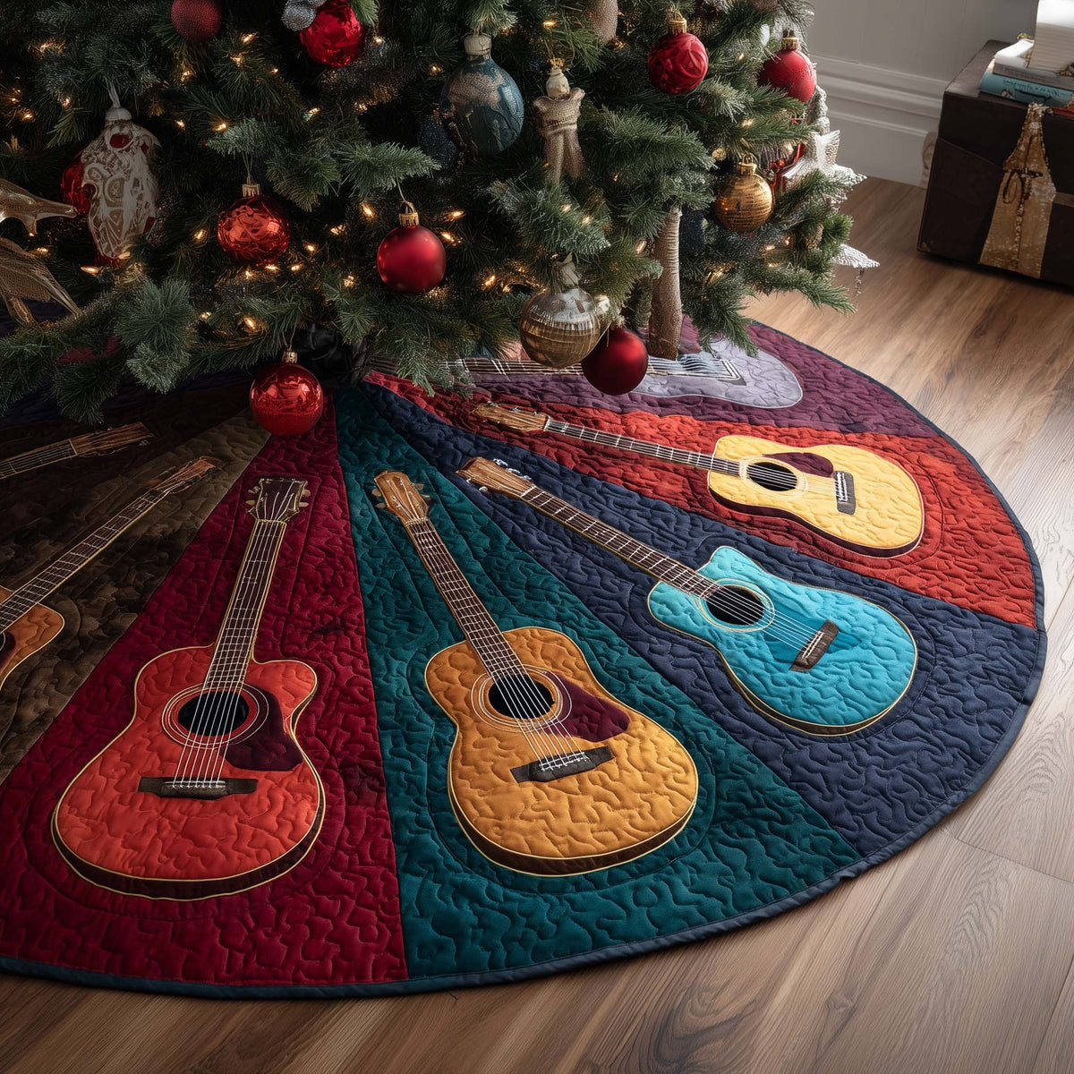 Color Guitars Christmas Tree Skirt